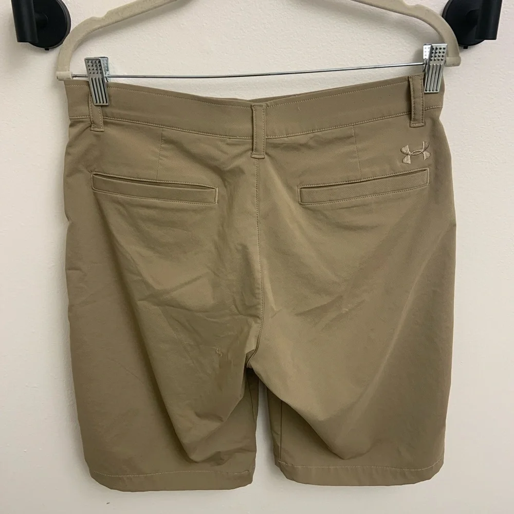 Under Armour Men's Tan Flat Front Shorts - Picture 2 of 3